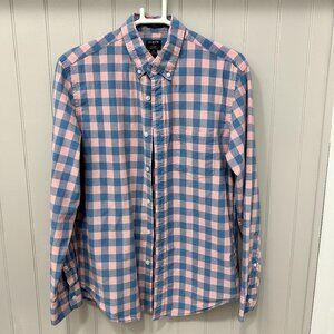 Mens Medium pink and blue checkered Jcrew button down